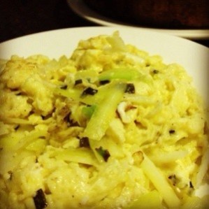 Egg with yellow chives