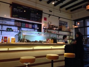 Bar counter with menu