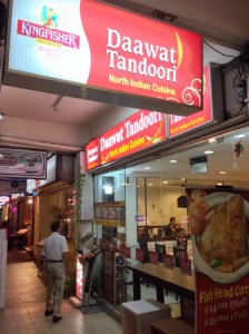 Bright red signboards