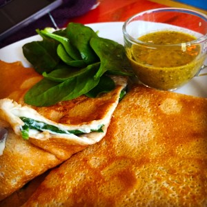 Crepe with spinach and cheese
