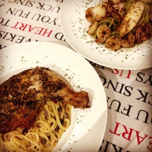 Pesto Pasta and  Garlic Herb Chicken Pasta