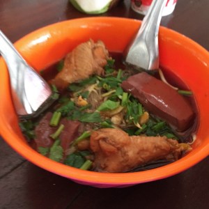 Soup noodles with pig's blood